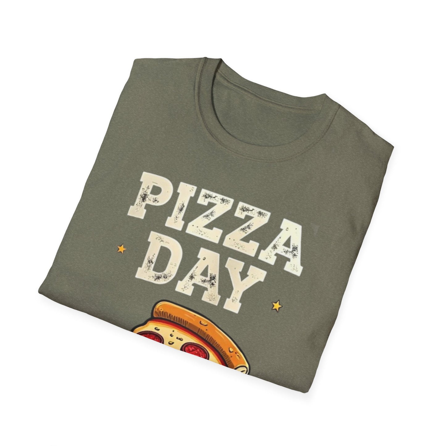 Pizza Day Unisex Softstyle T-Shirt | Fun Foodie Shirt for Pizza Lovers, Casual Wear, Gift for Food Enthusiasts, Celebration Apparel
