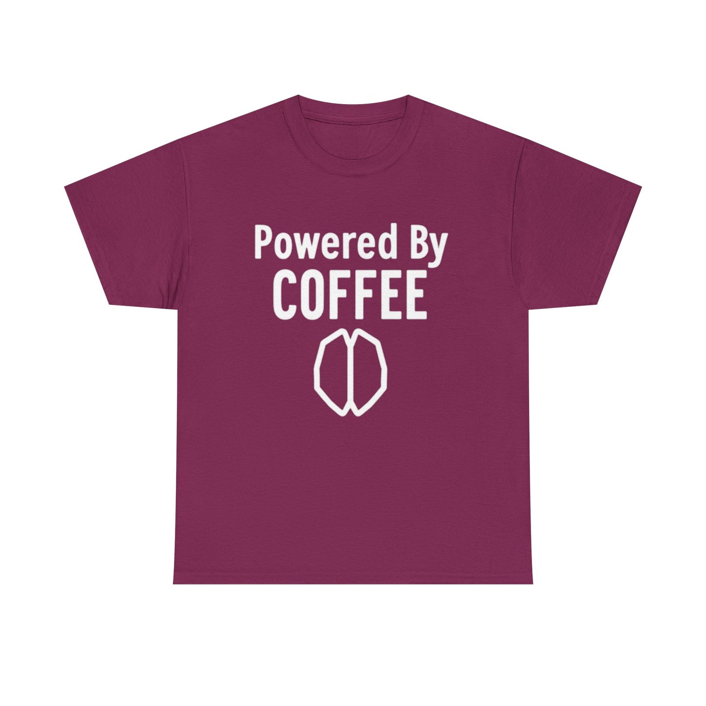 Powered By Coffee Unisex Heavy Cotton Tee, Funny Coffee Lover Shirt, Gift for Barista, Casual Wear, Perfect for Birthdays, Everyday Use - Psychonaut Swag