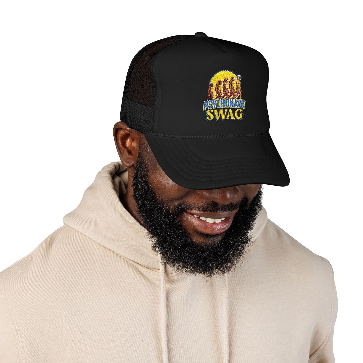 Psychonaut swag small biz, Trucker Hat, Retro Snapback Cap for Festivals, Embroidered Swag for Psychonauts, Perfect Gift for Music Lovers