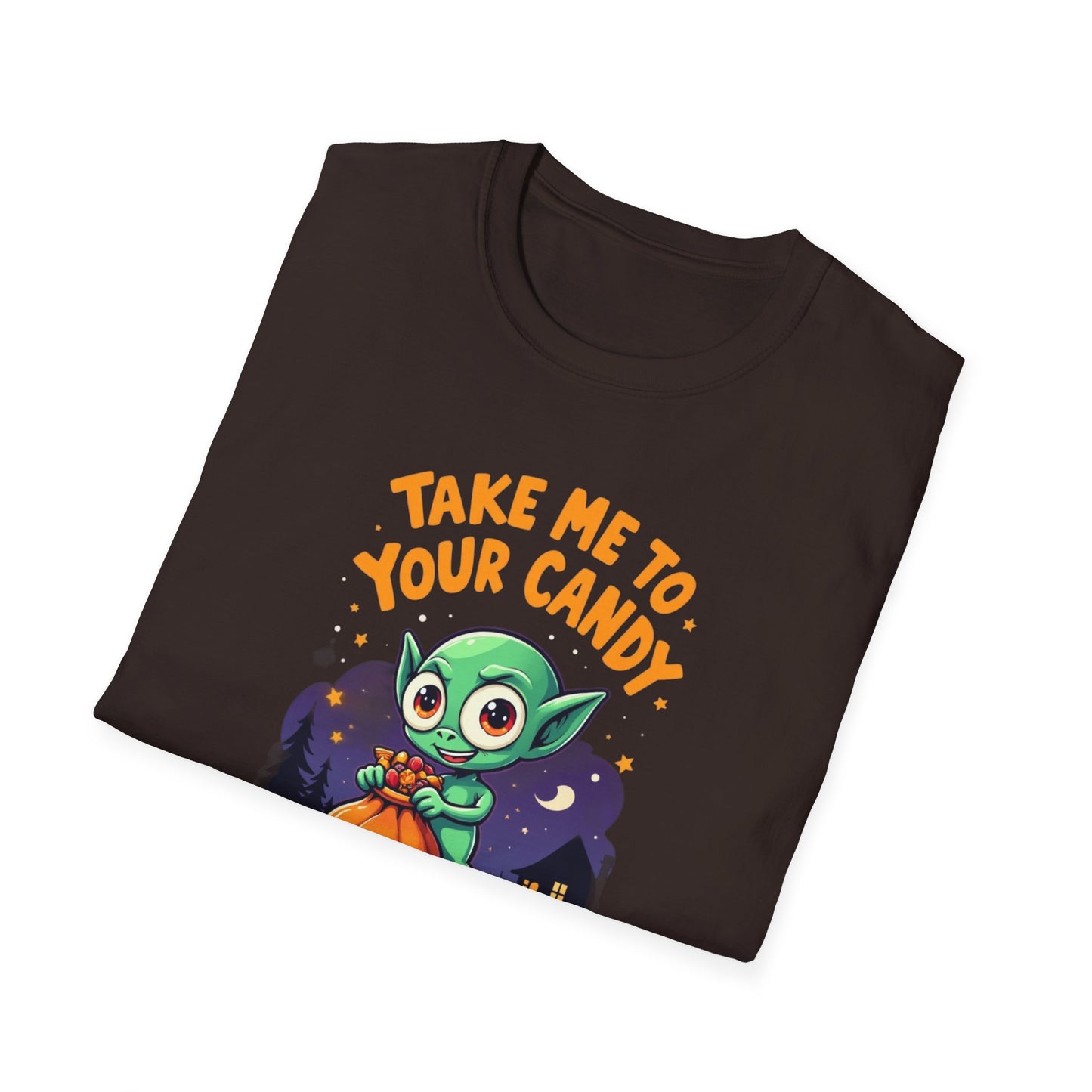 Trick or Treat Alien, T-Shirt, Cute Graphic Tee, Trick or Treat Shirt, Unisex Halloween Apparel, Fun Holiday Outfit