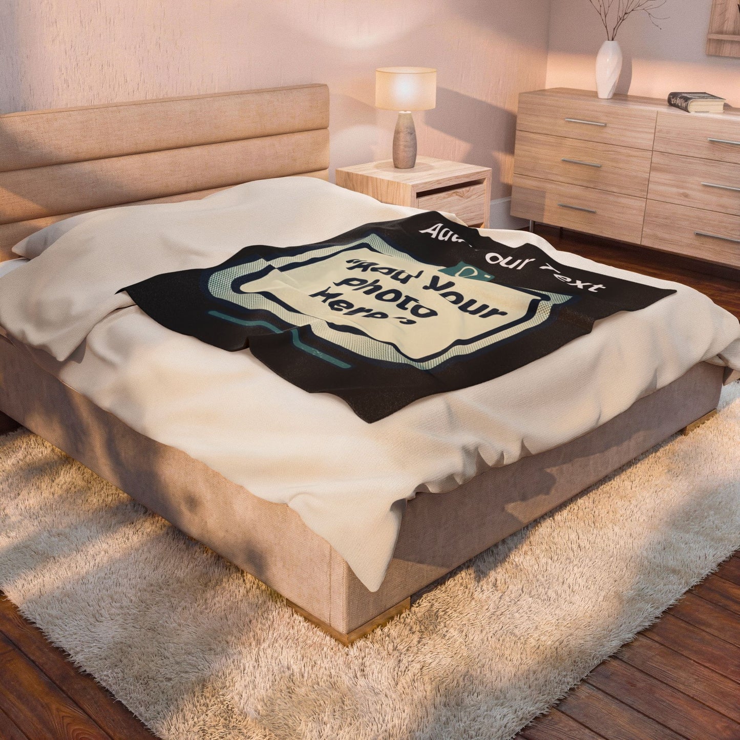 Custom Photo Velveteen Plush Blanket — Personalized Image & Text Gift for Birthdays, Holidays, Graduations