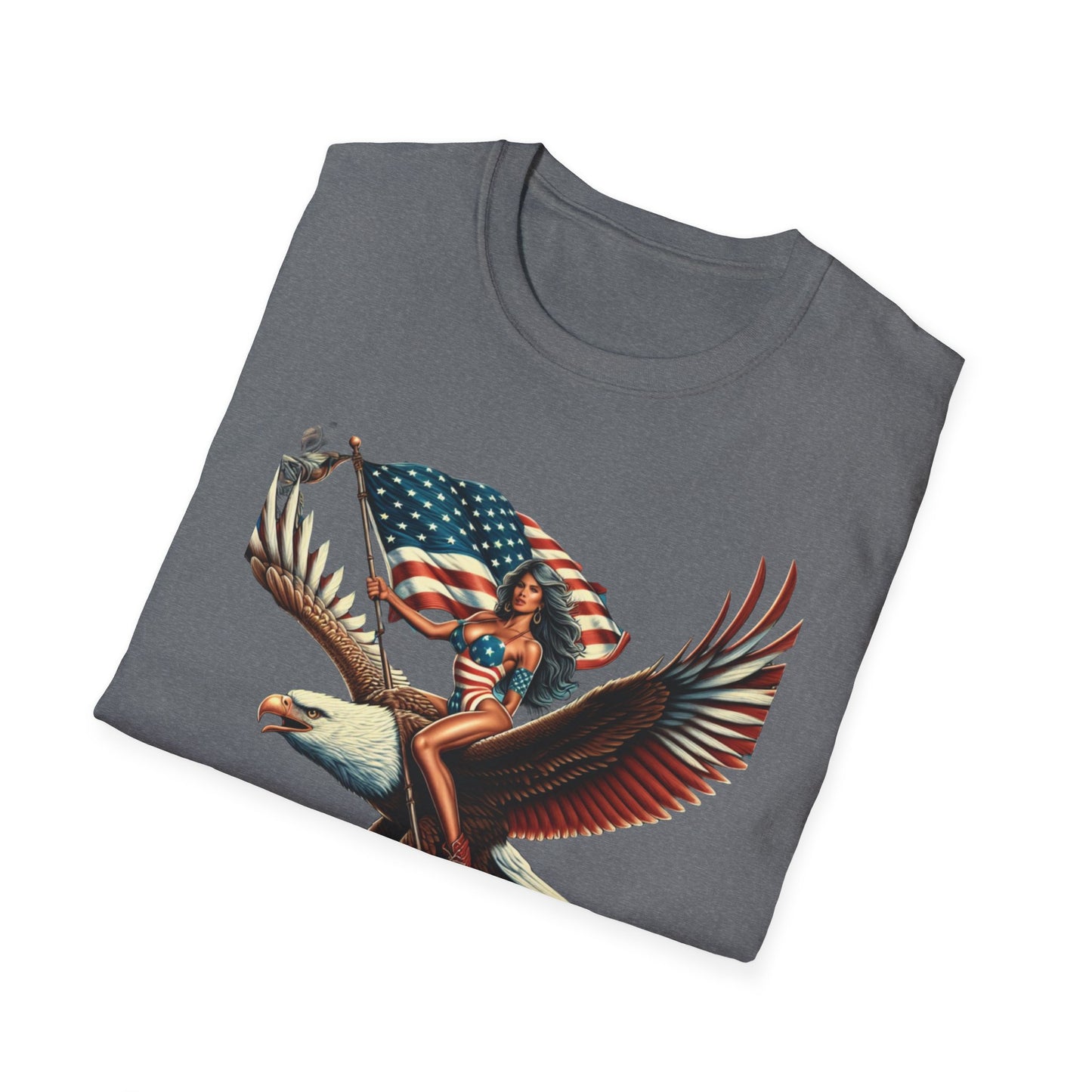 Patriot Riding Eagle, Graphic Tee - Unisex T-Shirt, Eagle Design, 4th of July Shirt, Independence Day Apparel, Festival Wear, Gift for Patriots - Psychonaut Swag