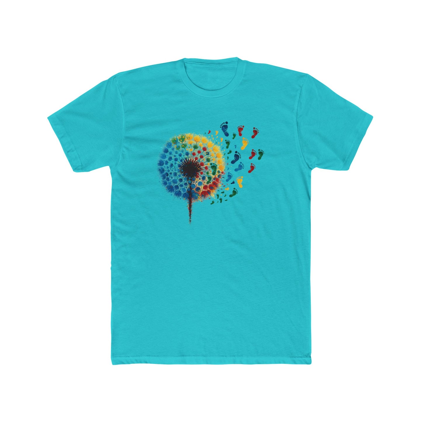 Colorful Dandelion Unisex Cotton Crew Tee, Gift for Nature Lovers, Casual Wear, Art T-Shirt, Eco-Friendly Fashion, Summer Style - Psychonaut Swag