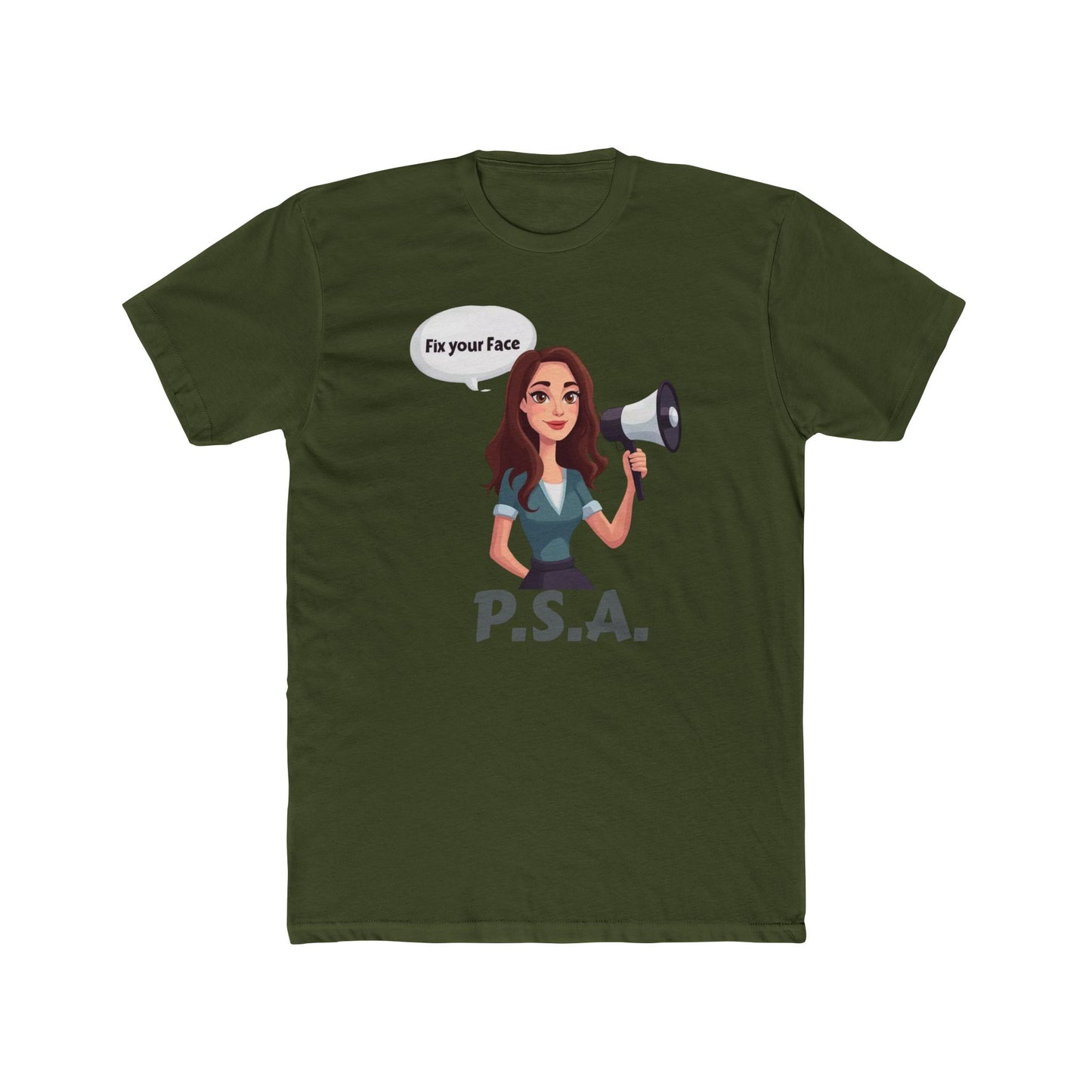 Fix your face, Leah-PSA Unisex Cotton Crew Tee, Fun Graphic Tee, Casual Humor Shirt, Gift for Friends, Everyday Wear, Statement Apparel