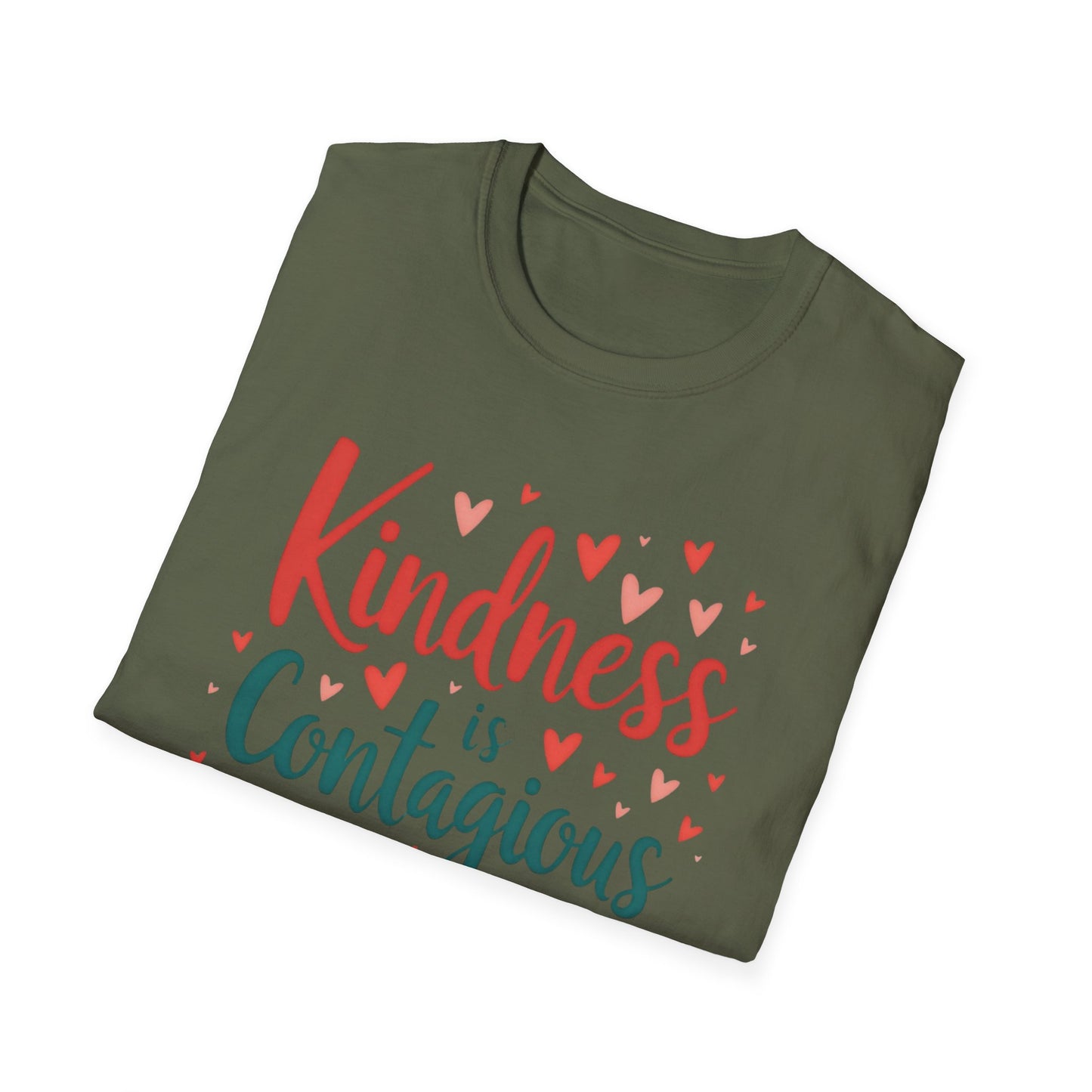 Kindness is Contagious T-Shirt | Unisex Softstyle Tee, Inspirational Apparel, Gift for Friends, Positive Vibes, Everyday Wear - Psychonaut Swag