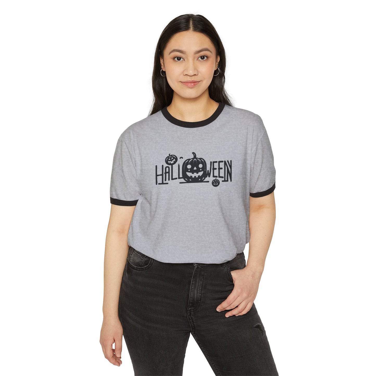 Halloween staple, Unisex Cotton Ringer T-Shirt, Spooky Graphic Tee, Fun Fall Fashion, Halloween Costume Top, Casual Halloween Wear