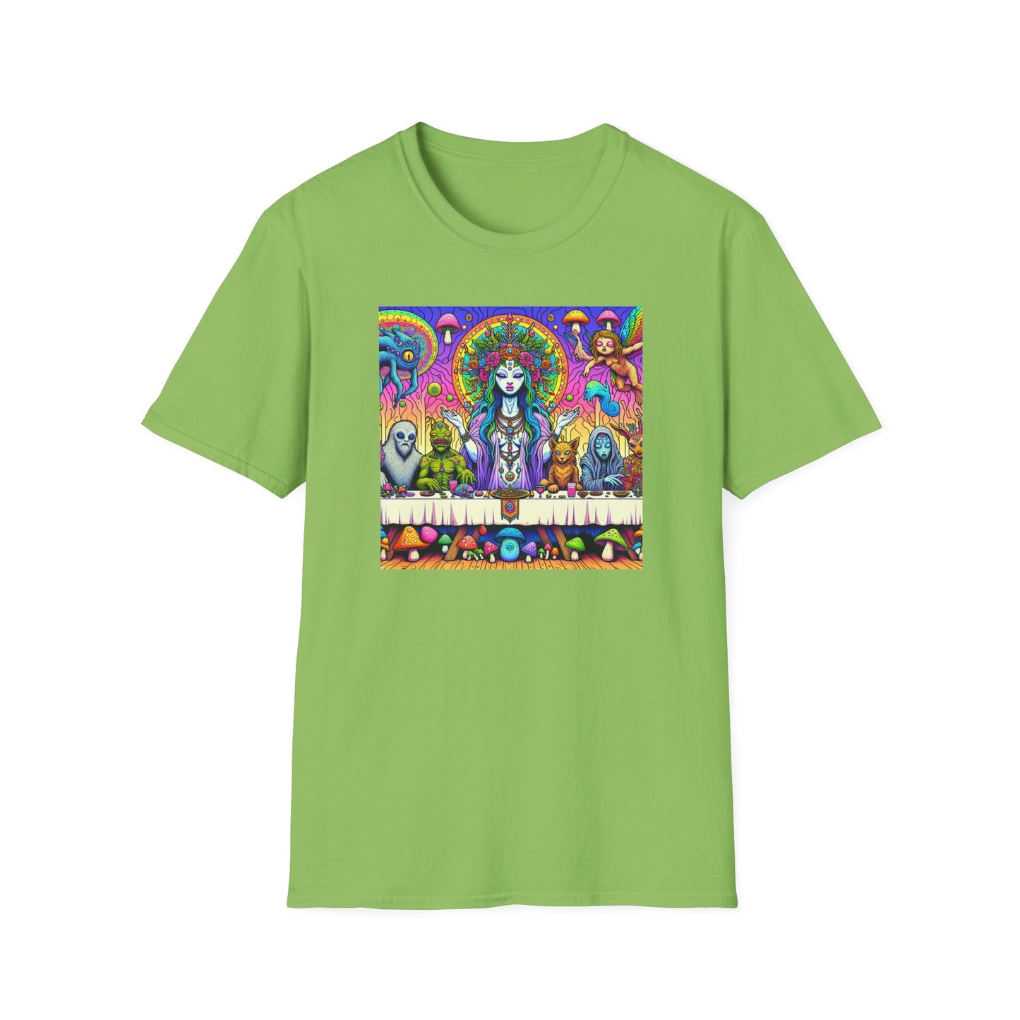 Mushroom Last Supper, Unisex Softstyle T-Shirt - Psychonaut Swag