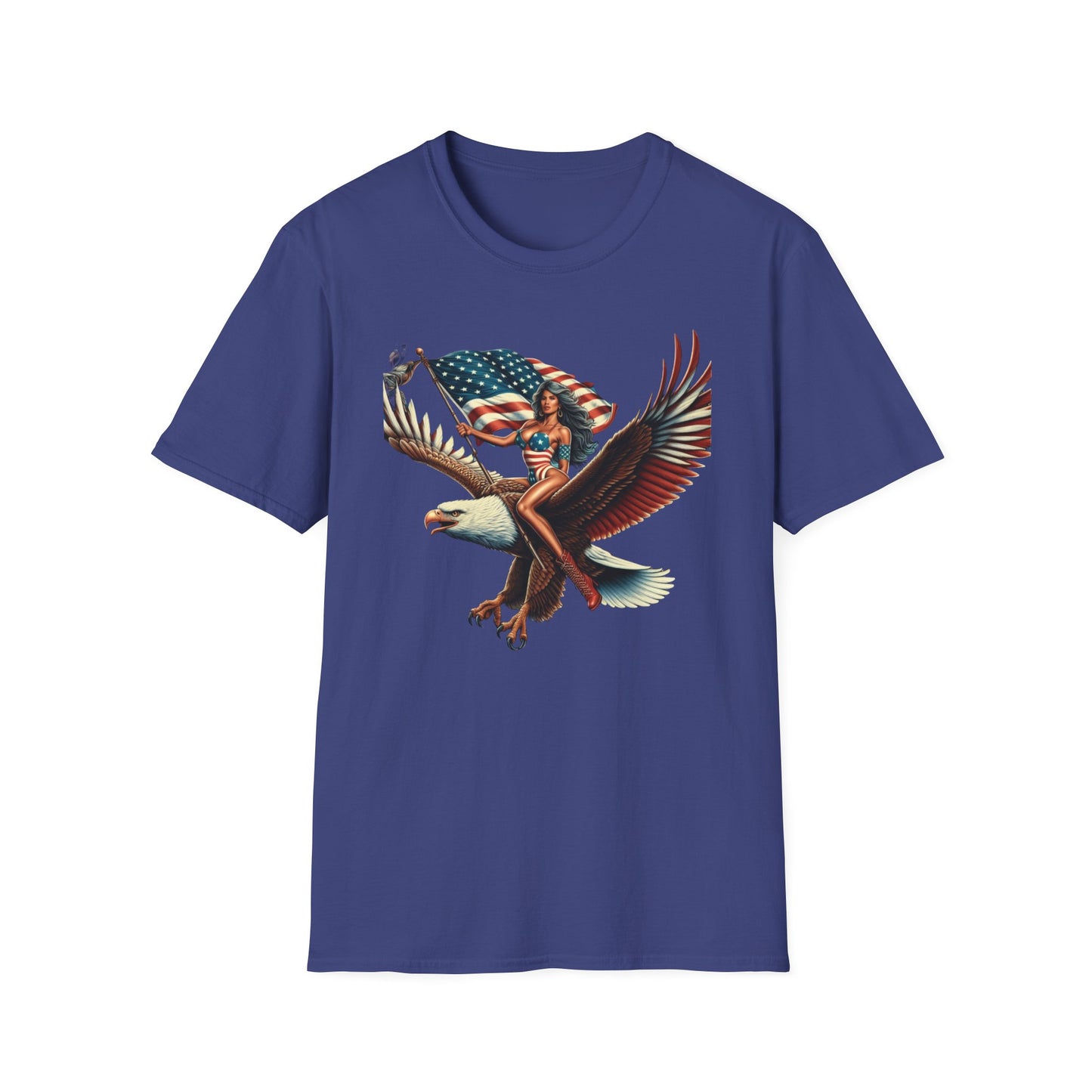 Patriot Riding Eagle, Graphic Tee - Unisex T-Shirt, Eagle Design, 4th of July Shirt, Independence Day Apparel, Festival Wear, Gift for Patriots - Psychonaut Swag