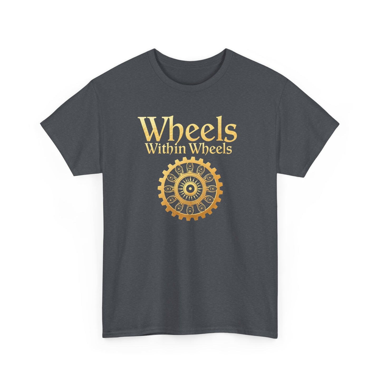 Wheels within wheels, Unisex Heavy Cotton Tee, Casual Wear, Gift for Cyclists, Graphic T-Shirt, Birthday Gift, Summer Style - Psychonaut Swag