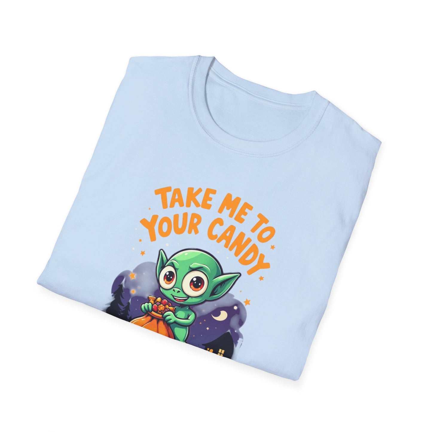 Trick or Treat Alien, T-Shirt, Cute Graphic Tee, Trick or Treat Shirt, Unisex Halloween Apparel, Fun Holiday Outfit