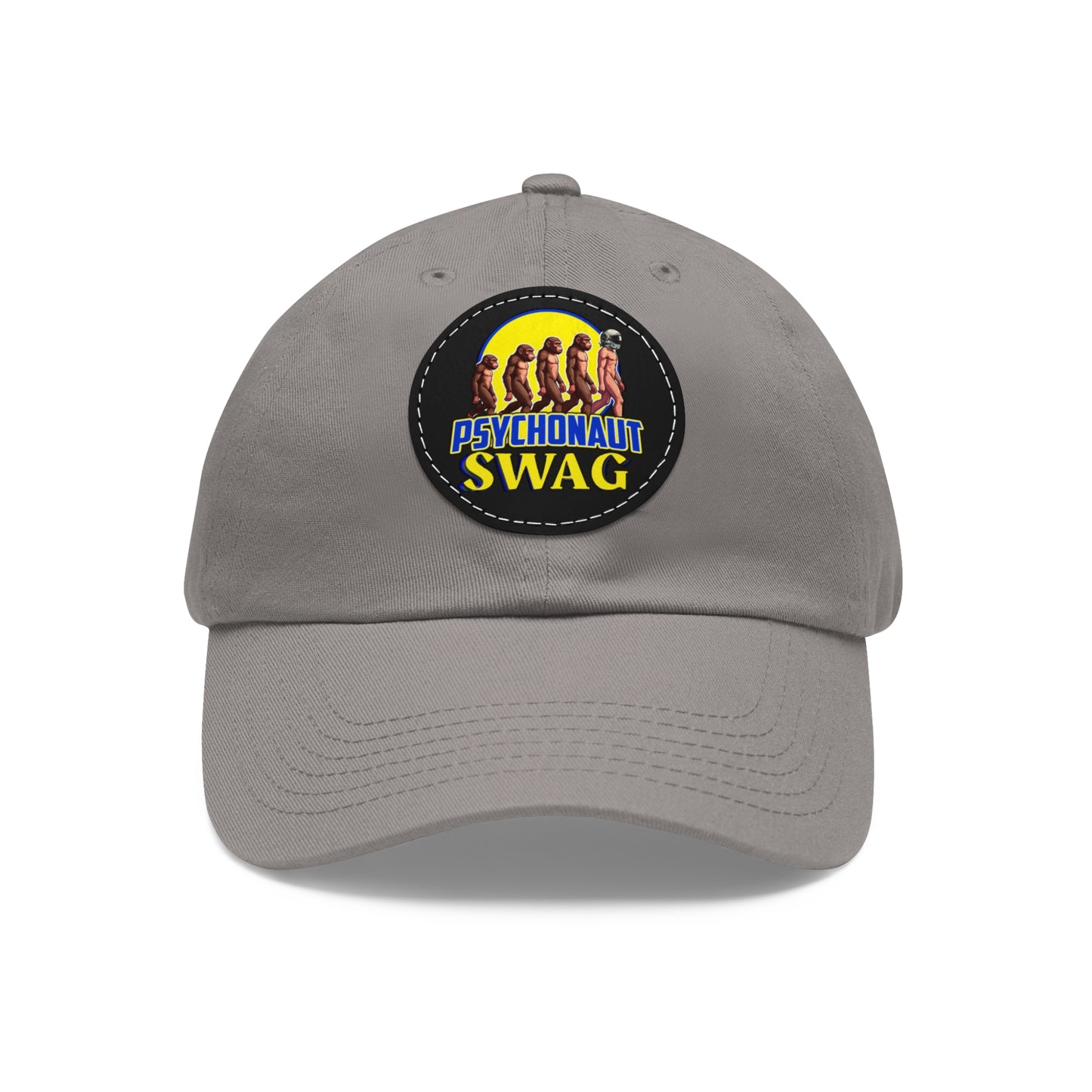Psychonaut Swag Dad Hat with Leather Patch, Casual Cap for Outdoor Adventures, Fun Gift for Dads, Unique Street Style Hat - Psychonaut Swag