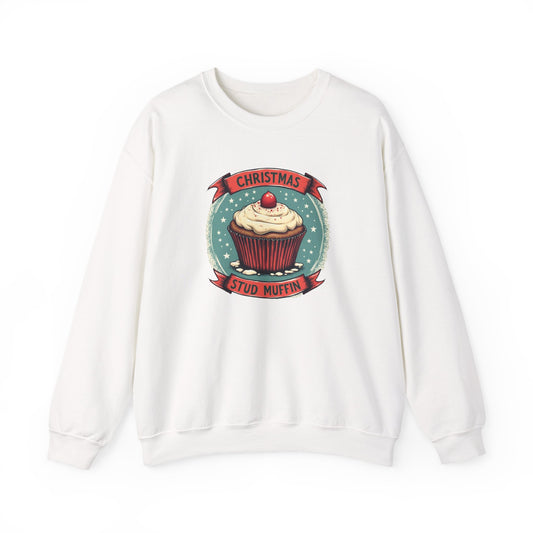 Christmas Stud Muffin with Icing Sweatshirt - Cute Holiday Cupcake Crewneck