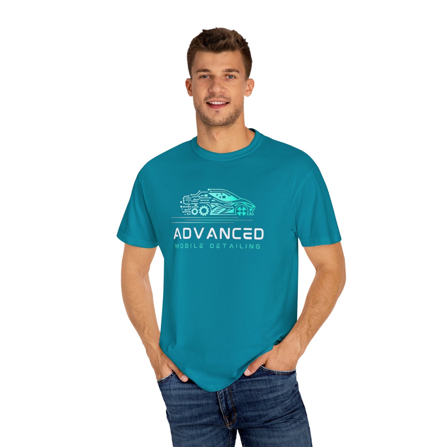 Advanced Mobile, Garment Dyed, T-Shirt, Unisex Graphic Tee, Casual Streetwear, Perfect Gift for Car Lovers, Vintage Style Merch, Everyday Wear