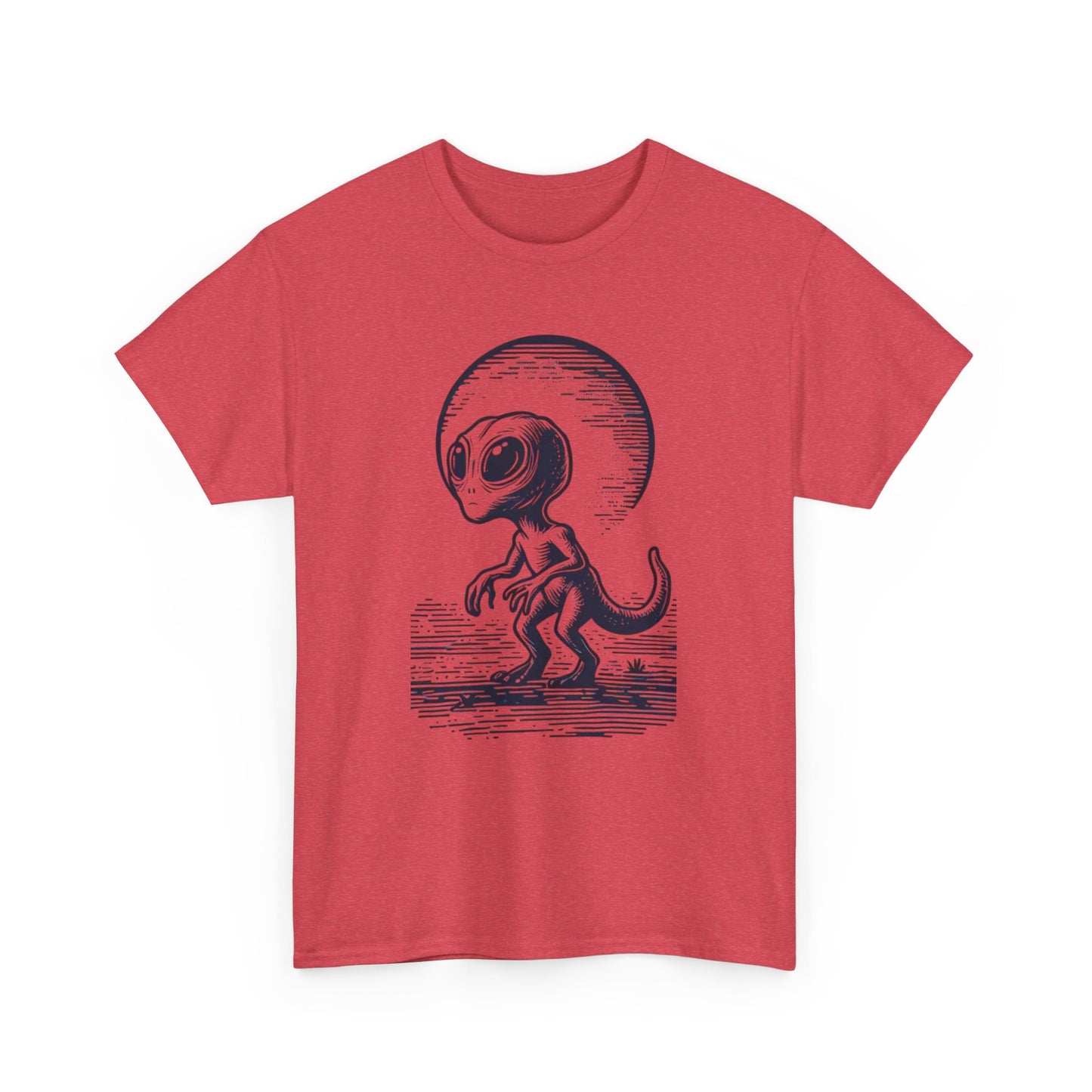 Dinosaur Hybrid, Graphic Unisex Heavy Cotton Tee | UFO Lover T-Shirt | Space-Themed Apparel - Psychonaut Swag