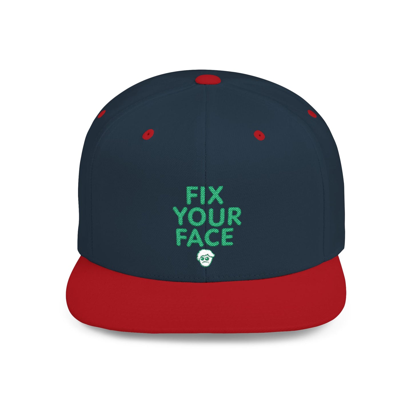 Fix Your Face-Leah, Flat Bill Snapback Cap, Trendy Snapback Hat, Funny Quote Hat, Casual Streetwear Cap, Unique Gift for Friends