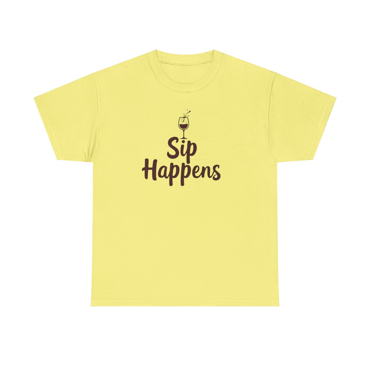 Sip Happens Unisex Heavy Cotton Tee - Funny Graphic Shirt, Casual Wear, Gift for Coffee Lovers, Everyday Comfort, Birthday Party T-Shirt - Psychonaut Swag