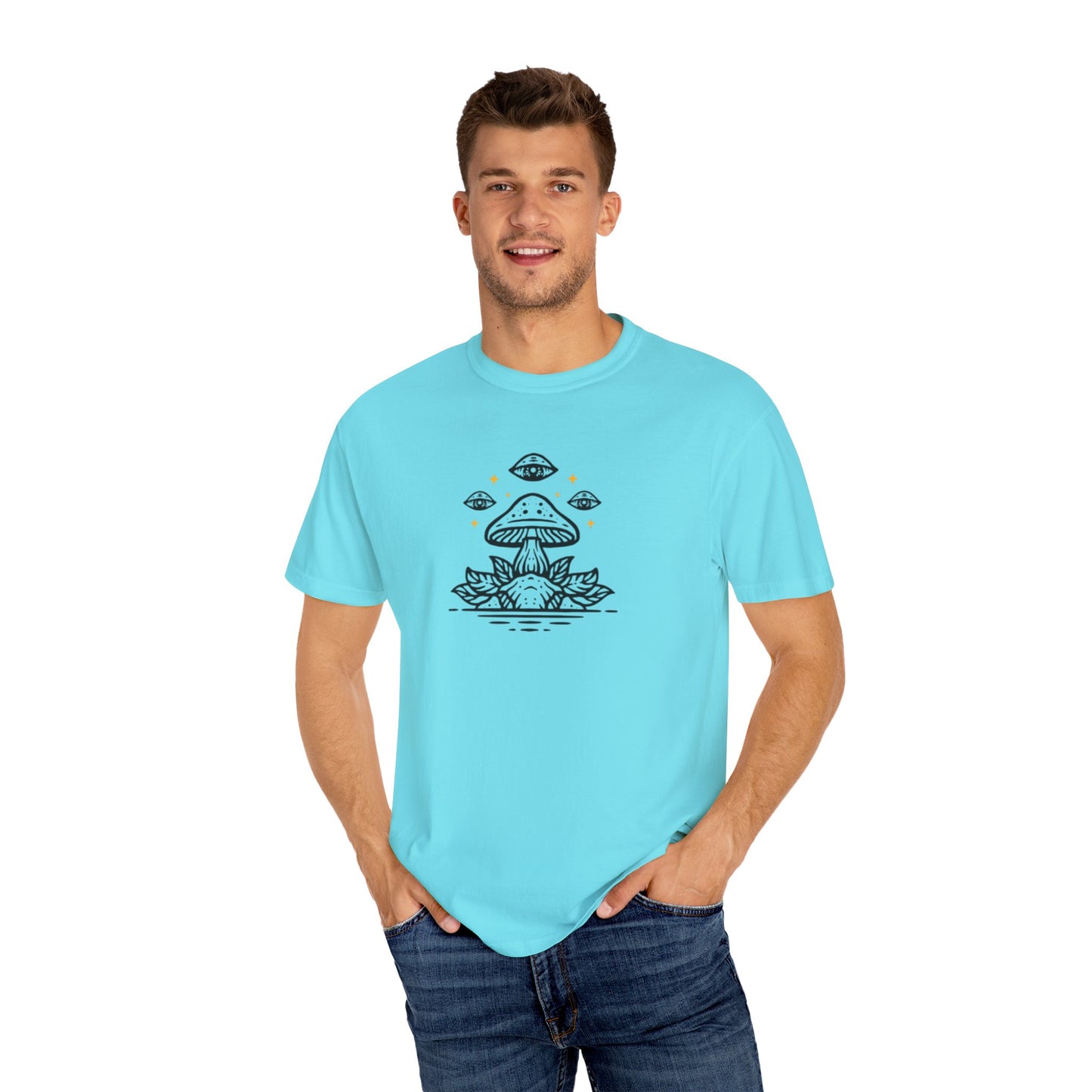 Mushroom Gift from Visitors, Unisex Garment-Dyed T-shirt - Psychonaut Swag