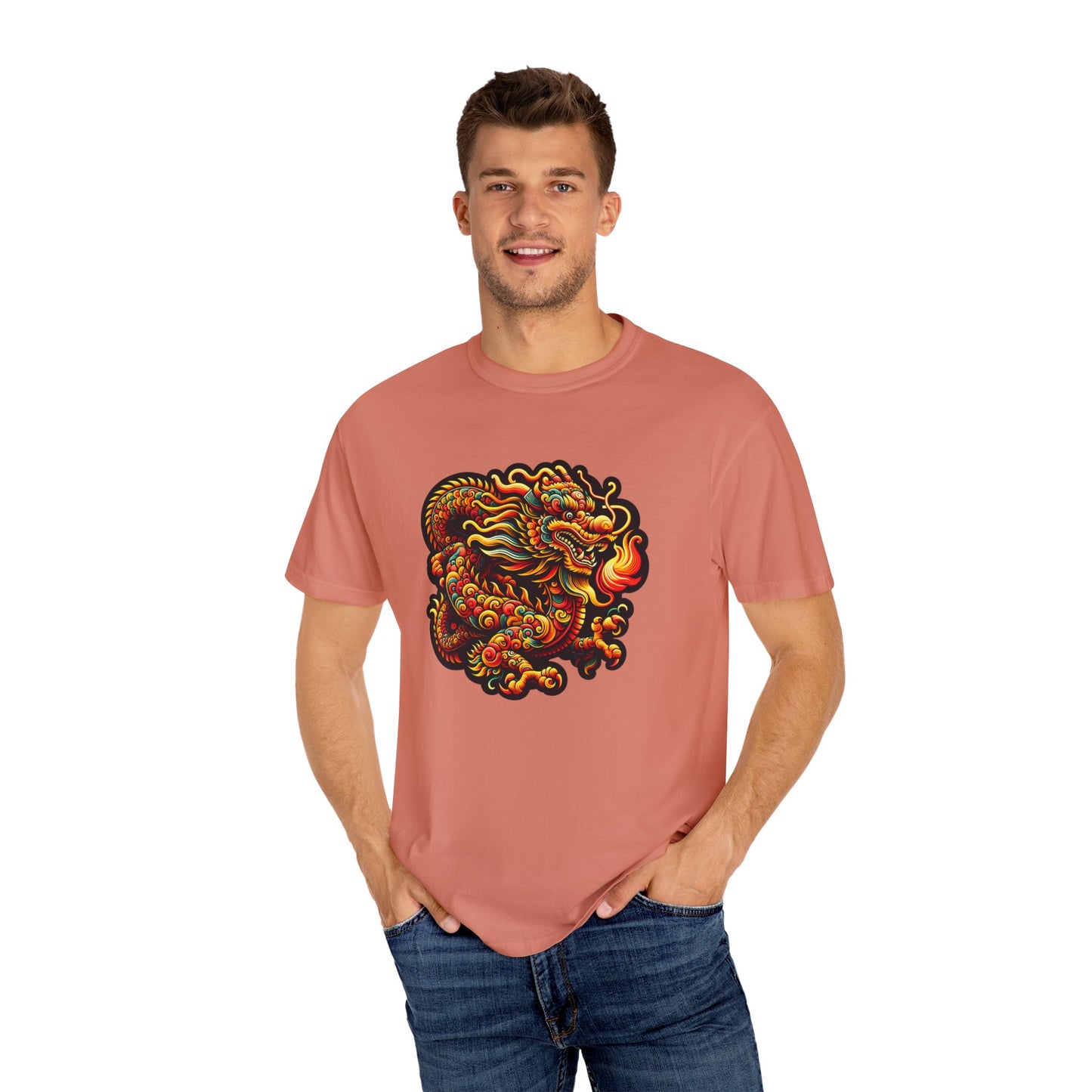 Dragon, Unisex Dragon Graphic T-Shirt - Colorful Garment-Dyed Tee - Psychonaut Swag