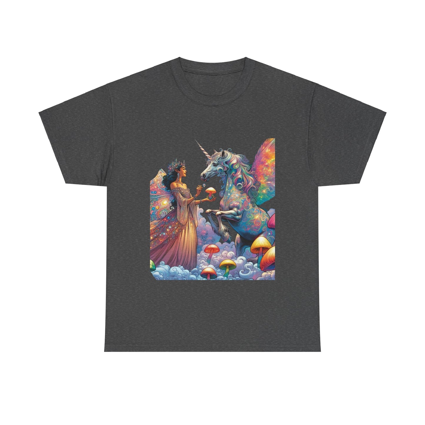 Graphic Tee - Fairy feeding a magical unicorn in the forest - Psychonaut Swag