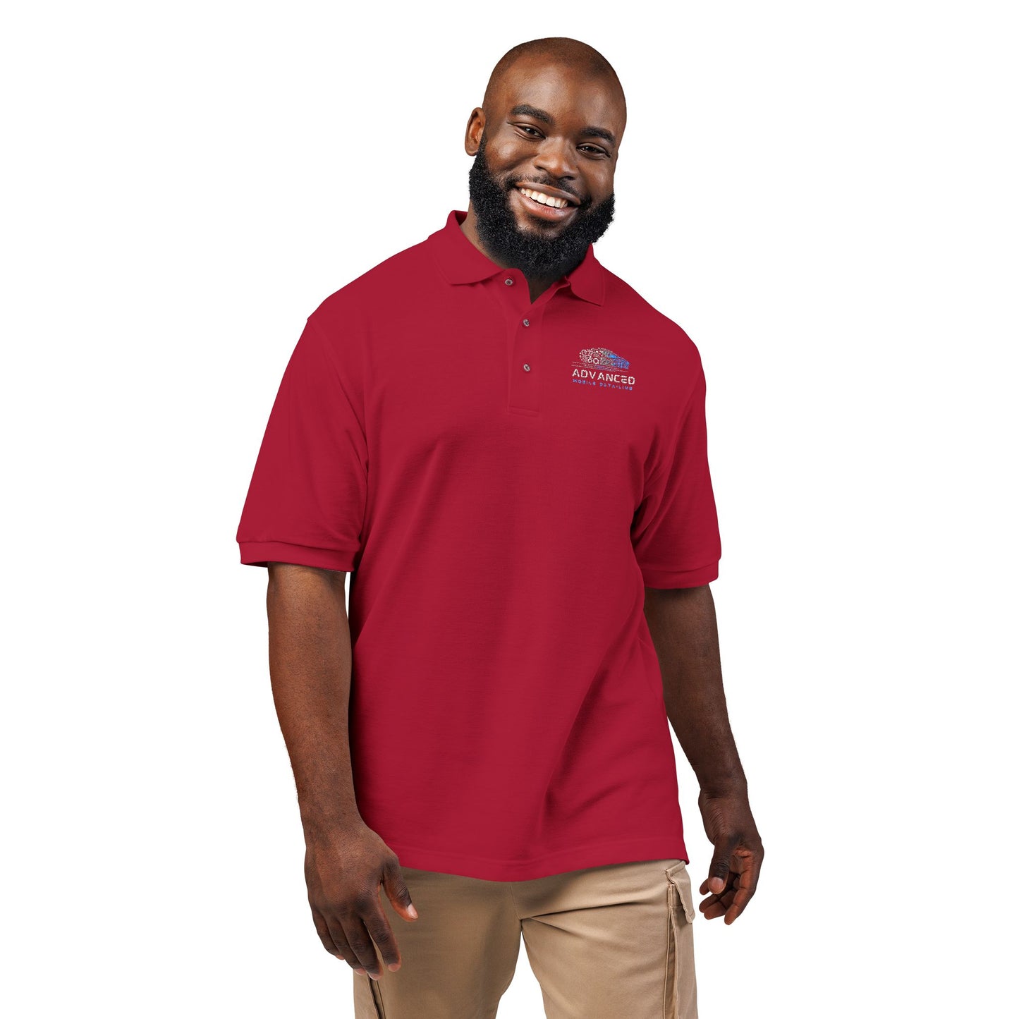 Advanced Mobile, Unisex Polo Shirt with Embroidery, Casual Wear, Gift for Dad, Customizable Shirt, Summer Wardrobe Essential