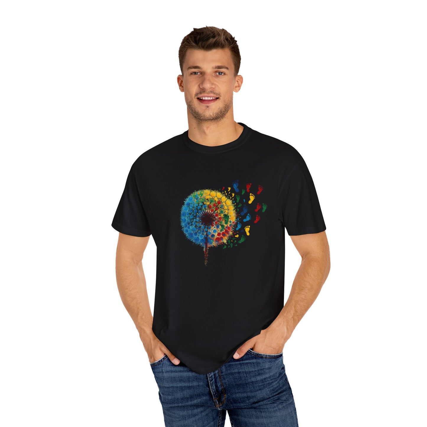 Dandelion baby feet, Unisex Garment-Dyed T-shirt - Psychonaut Swag