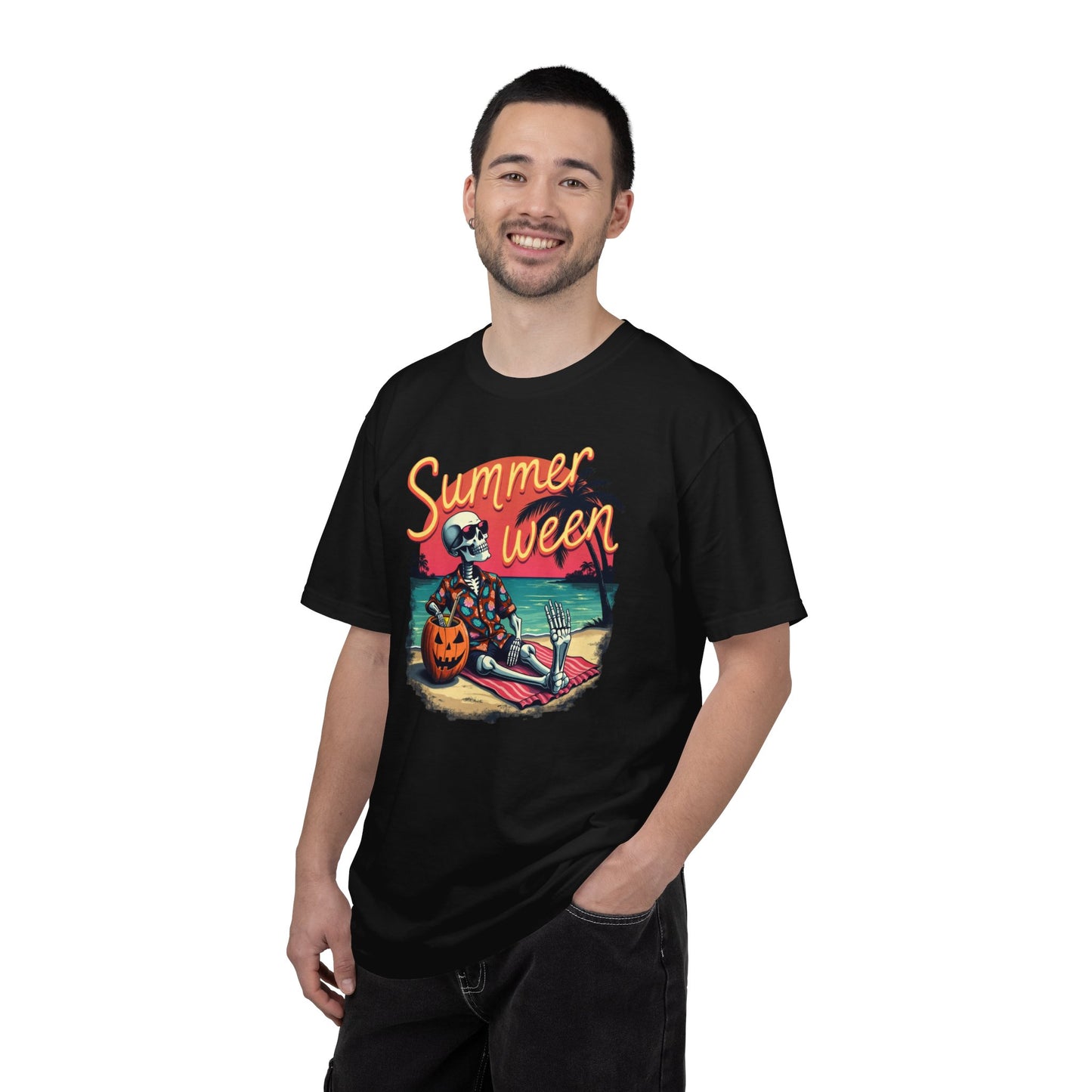 T-Shirt — "Summerween" Beach Skeleton Halloween Graphic Tee