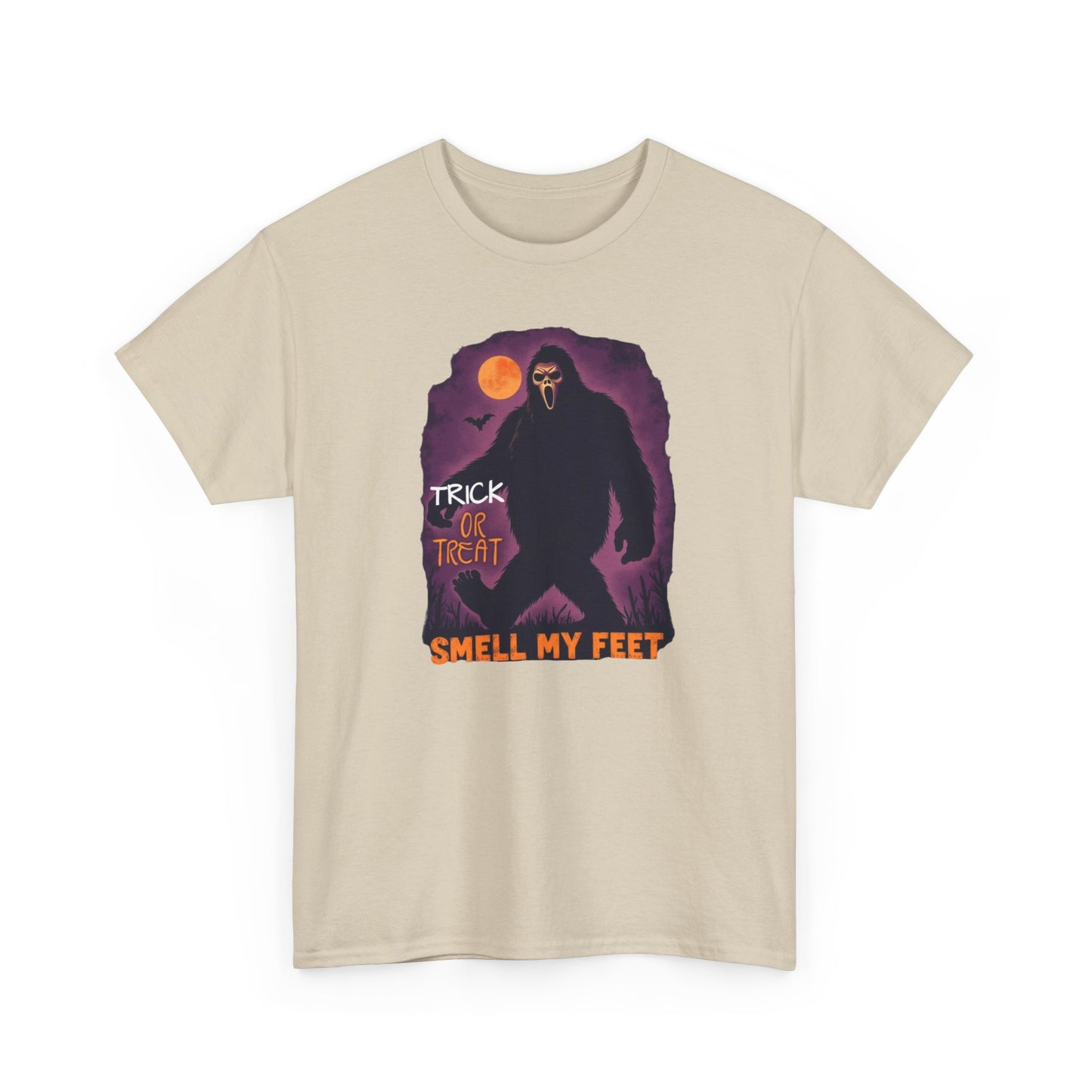 Halloween Bigfoot Tee, Unisex Cotton T-Shirt, Trick or Treat Shirt, Smell My Feet Design, Funny Halloween Apparel