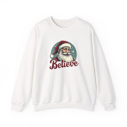 Believe Santa Crewneck Sweatshirt — Vintage Christmas Holiday Sweatshirt