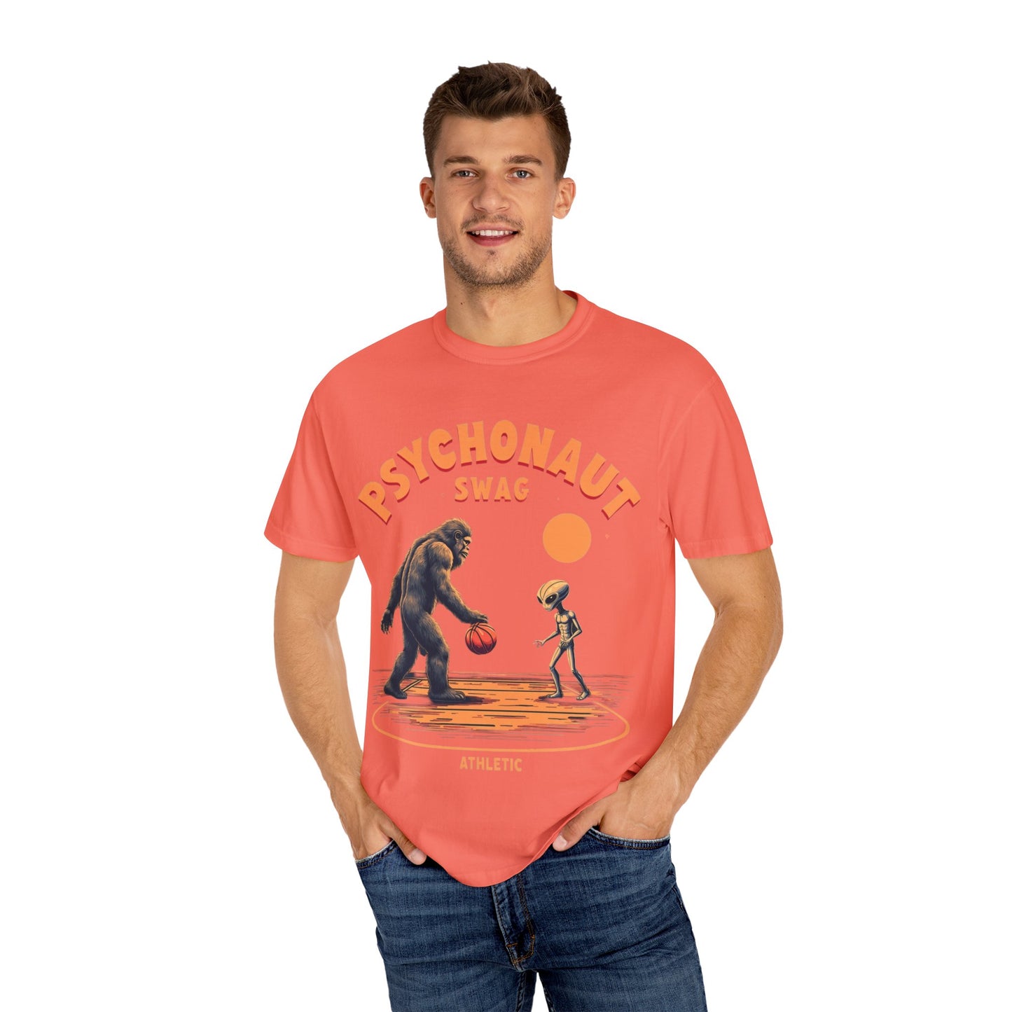 Alien vs Bigfoot, Psychonaut Swag Unisex T-Shirt, Funny Graphic Tee, Unique Gift for Gamers, Outdoor Lovers, Birthday, Casual Wear - Psychonaut Swag