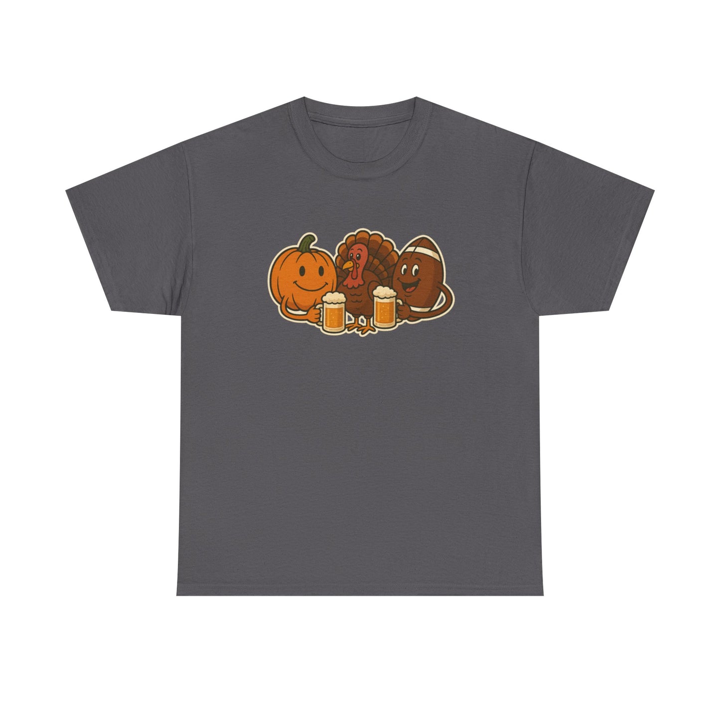 Thanksgiving Day Football & Beer Unisex Cotton Tee, Autumn T-Shirt, Holiday Apparel, Halloween Gift, Family Gathering Outfit, Seasonal Clothing