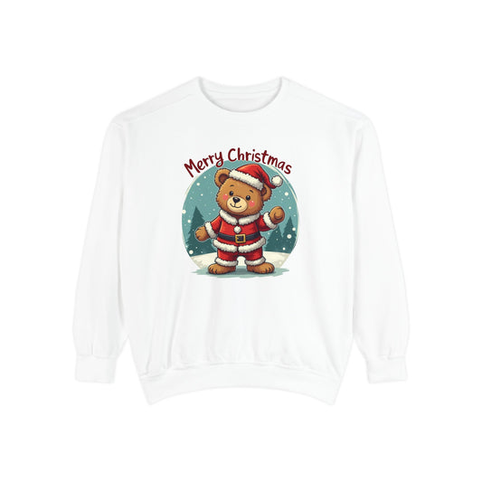 Christmas Bear, Unisex Garment-Dyed Sweatshirt