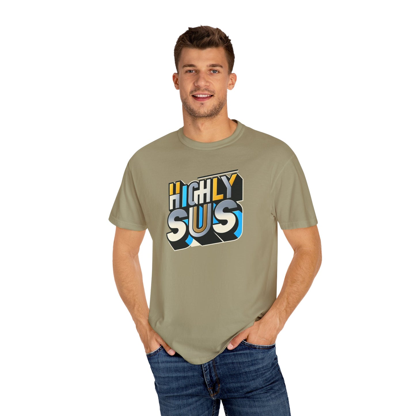 Highly Sus Unisex Garment-Dyed T-shirt - Trendy Casual Wear - Psychonaut Swag