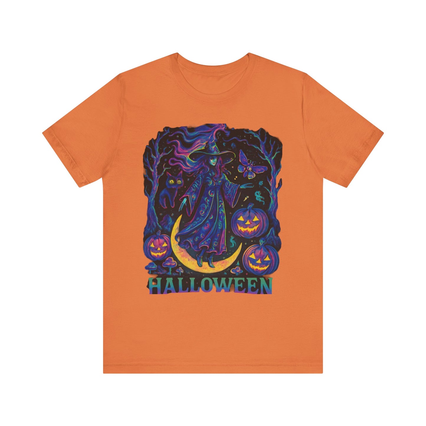 Halloween Witch Graphic Tee, Spooky T-Shirt, Unisex Short Sleeve Shirt, Halloween Costume, Pumpkin Shirt, Fall Festival Apparel