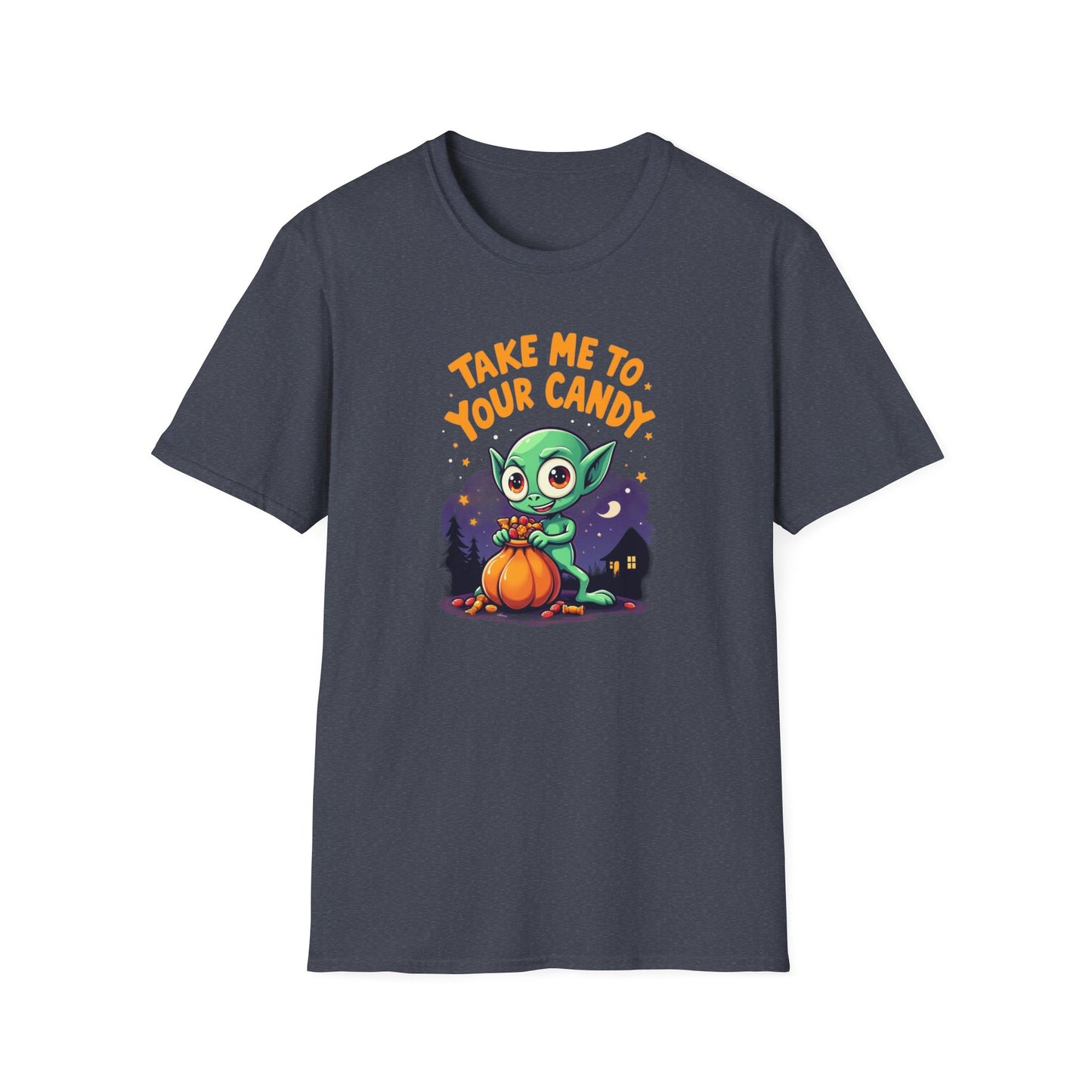 Trick or Treat Alien, T-Shirt, Cute Graphic Tee, Trick or Treat Shirt, Unisex Halloween Apparel, Fun Holiday Outfit