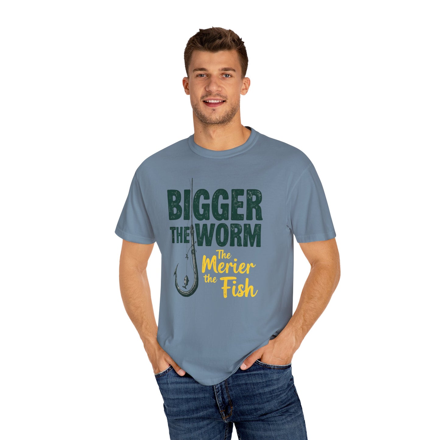 Big Worm Fishing Humor Unisex T-Shirt, Larger Than Life Tee, Gift for Anglers, Fun Outdoors Apparel, Dad's Fishing Day Shirt - Psychonaut Swag