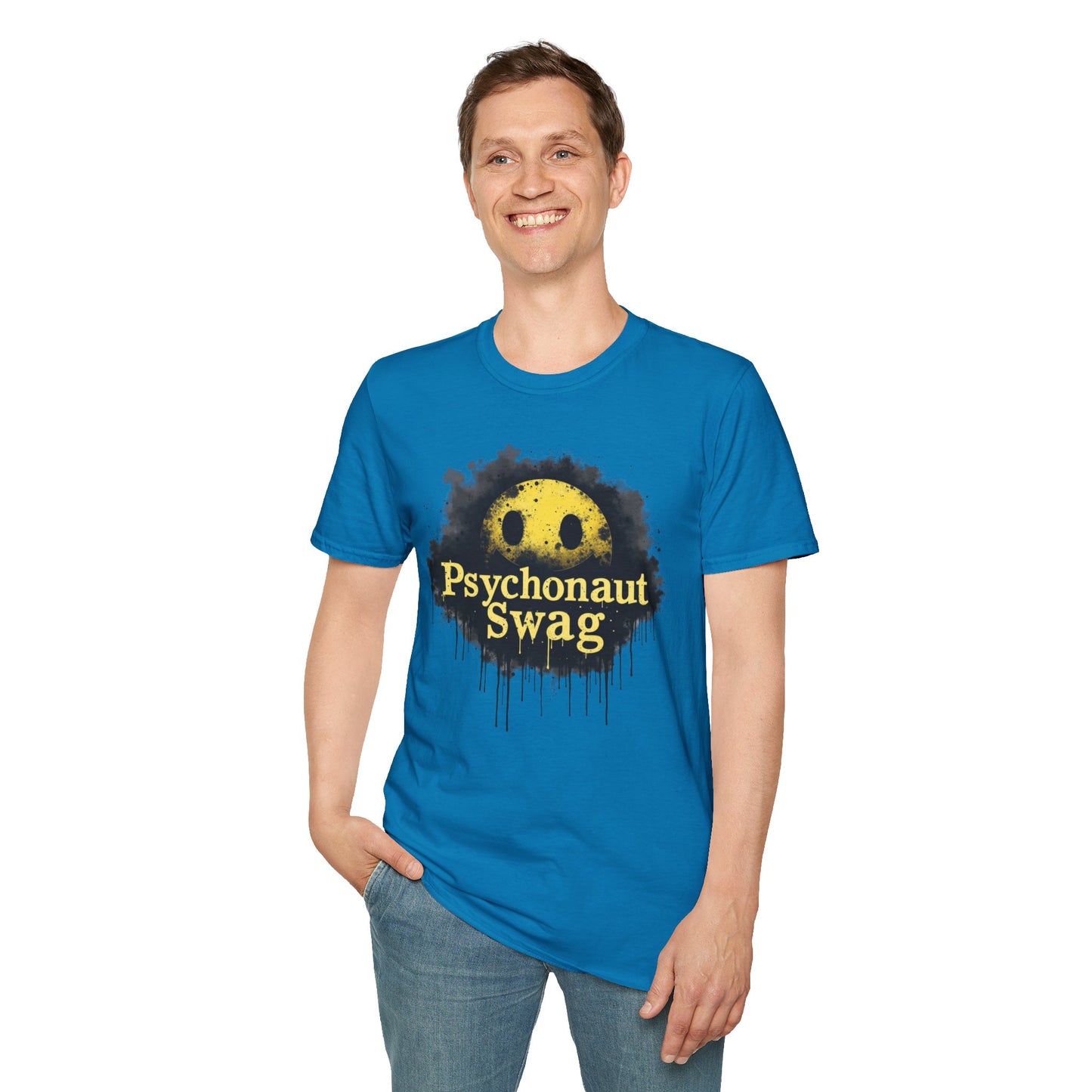 Psycho Smile, Pyschonaut Swag T-Shirt - Unisex Softstyle Tee, Casual Wear, Gift for Gamers, Festival Attire, Streetwear Fashion