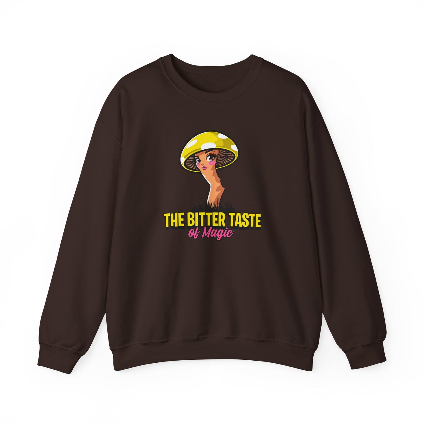 The Bitter Taste of Magic, Mushroom, Unisex Heavy Blend™ Crewneck Sweatshirt - Psychonaut Swag
