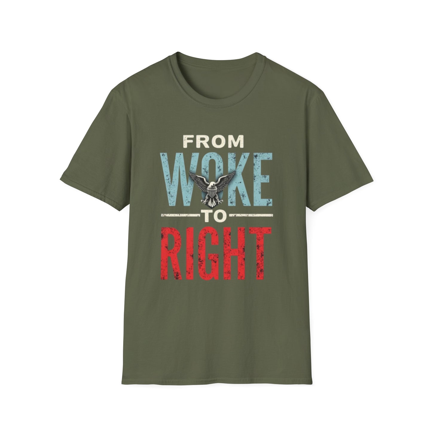 Woke to Right, Graphic Tee - From Woke to Right, Casual Wear, Gift for Friends, Statement T-Shirt, Everyday Fashion, Political Humor - Psychonaut Swag