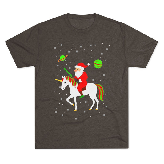 Christmas Space Santa Riding Unicorn T‑Shirt