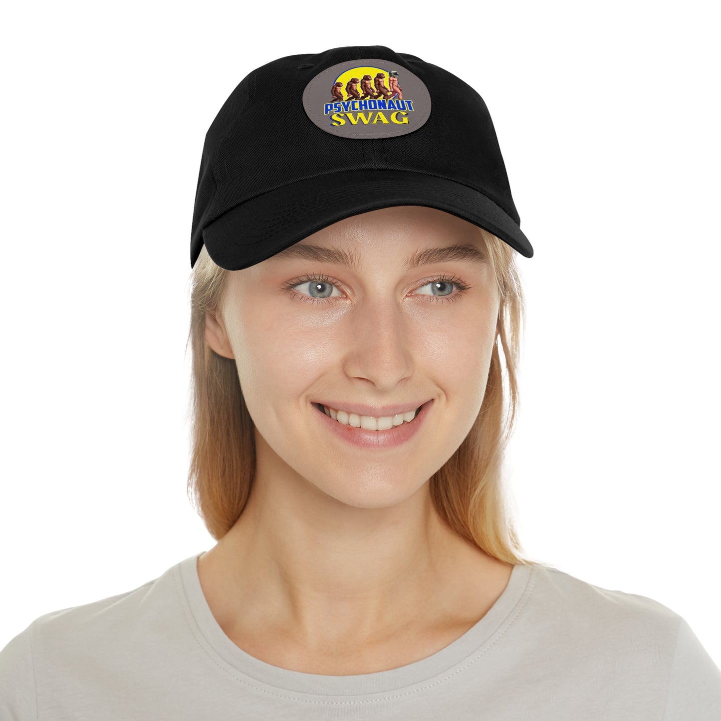 Psychonaut Swag Dad Hat with Leather Patch, Casual Cap for Outdoor Adventures, Fun Gift for Dads, Unique Street Style Hat - Psychonaut Swag