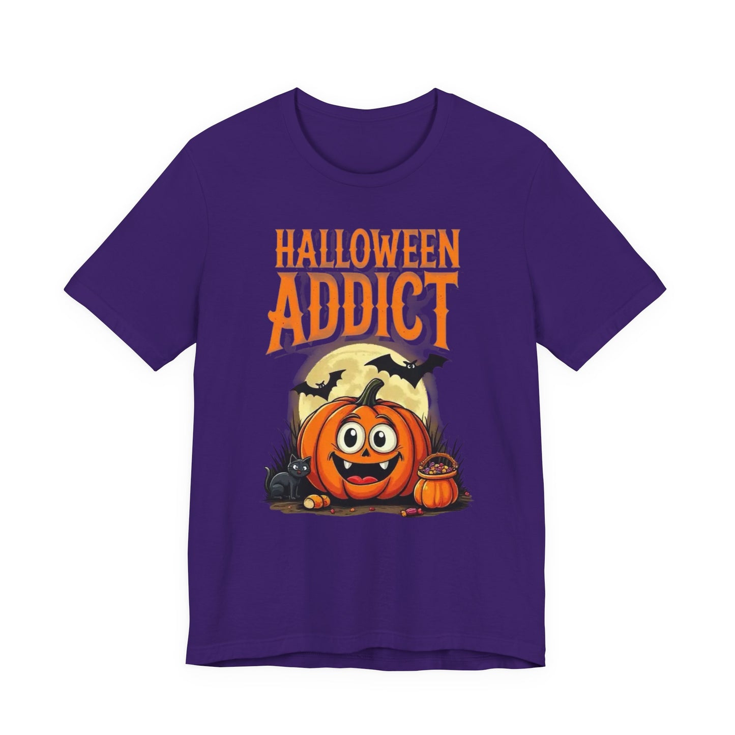 Halloween Addict Tee | Unisex Short Sleeve T-Shirt, Fun Halloween Apparel, Pumpkin Tee, Spooky Season Shirt, Gift for Halloween Lovers - Psychonaut Swag