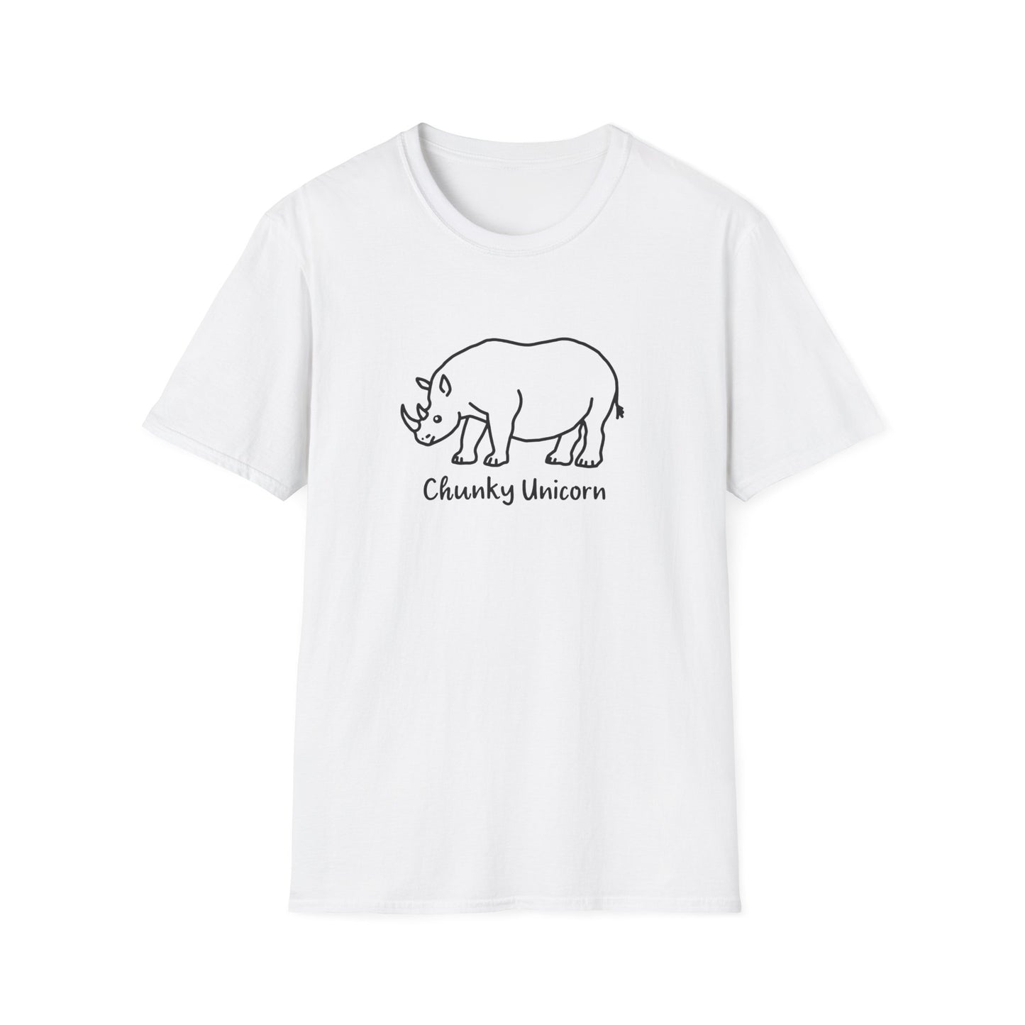 Chunky Unicorn, Rhino, Unisex Softstyle T-Shirt, Funny Tee, Gift for Animal Lovers, Casual Wear, Birthday Present, Unique Graphic Shirt