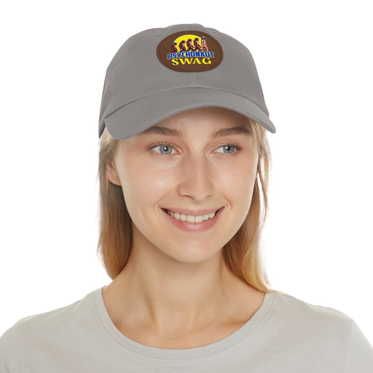 Psychonaut Swag Dad Hat with Leather Patch, Casual Cap for Outdoor Adventures, Fun Gift for Dads, Unique Street Style Hat - Psychonaut Swag