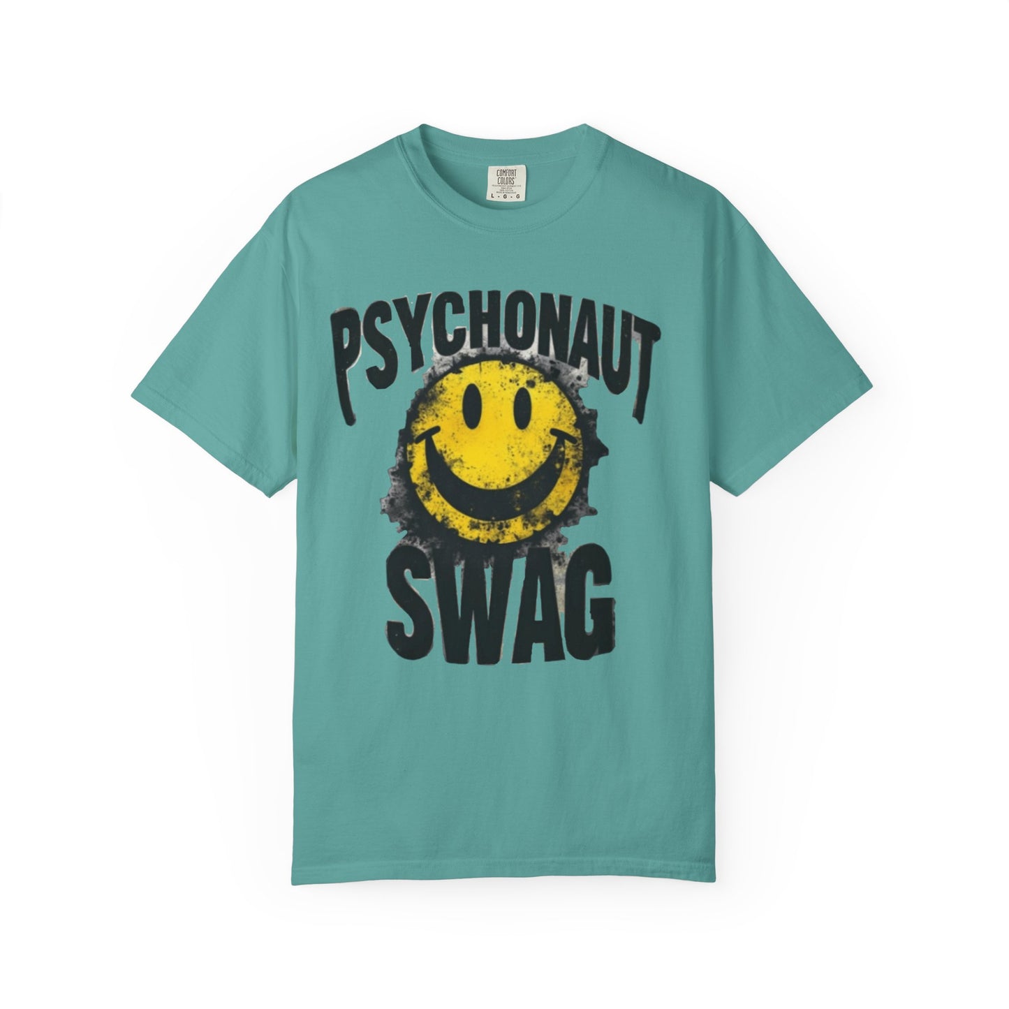 Psychonaut Swag Yellow Smiley Face, Trendy Graphic Tee for Festival Lovers, Casual Wear, Gifts, Street Style