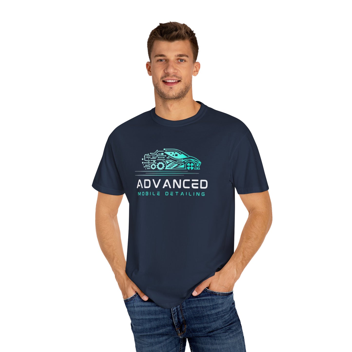 Advanced Mobile, Garment Dyed, T-Shirt, Unisex Graphic Tee, Casual Streetwear, Perfect Gift for Car Lovers, Vintage Style Merch, Everyday Wear