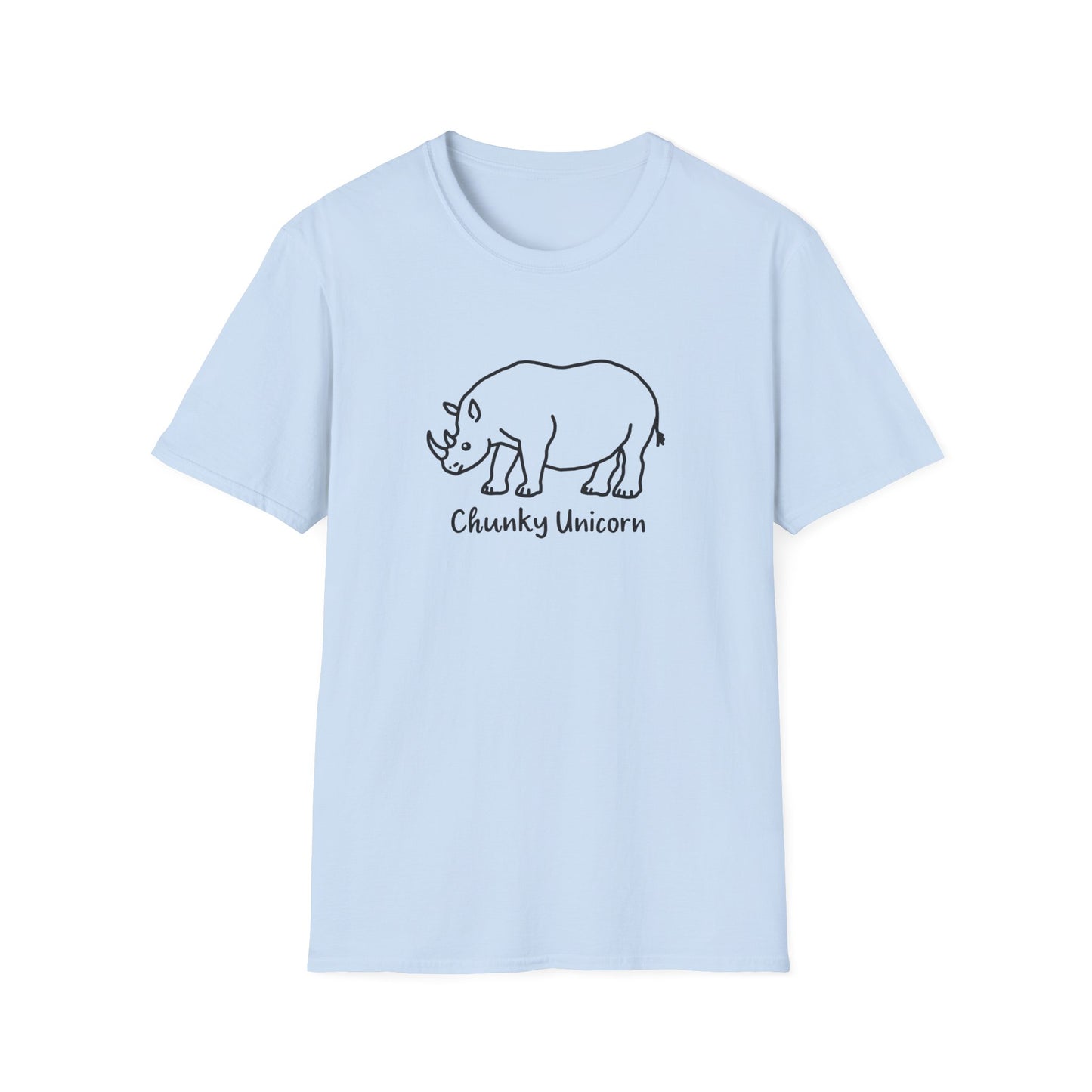 Chunky Unicorn, Rhino, Unisex Softstyle T-Shirt, Funny Tee, Gift for Animal Lovers, Casual Wear, Birthday Present, Unique Graphic Shirt
