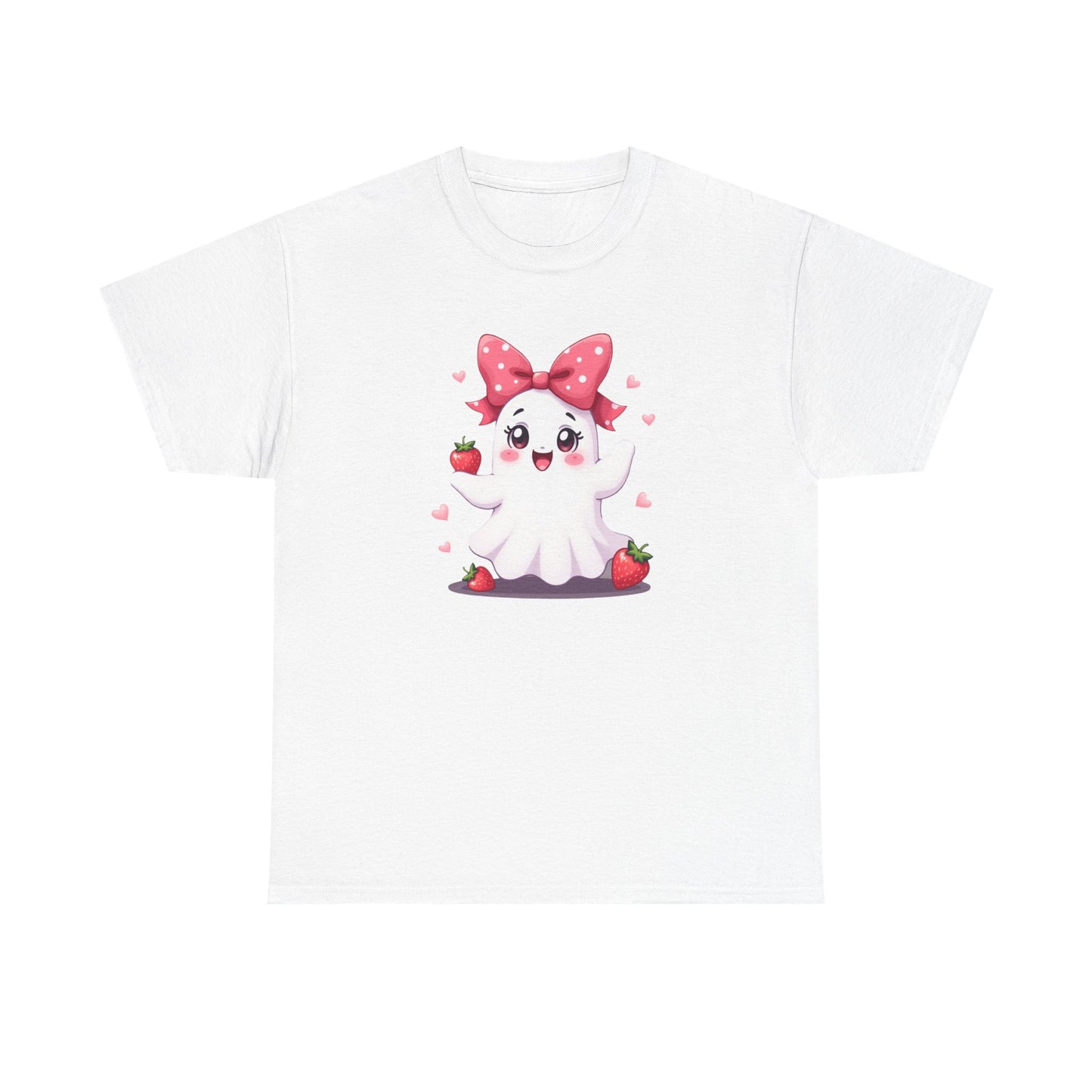Cute Ghost Strawberry Unisex Tee, Perfect for Halloween, Gift, Casual Wear, Festival Shirt, Summer Vibes, Kawaii Apparel