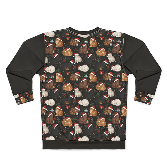Holiday Cats Ugly Christmas Sweatshirt — Festive Sleeping Kittens Pattern