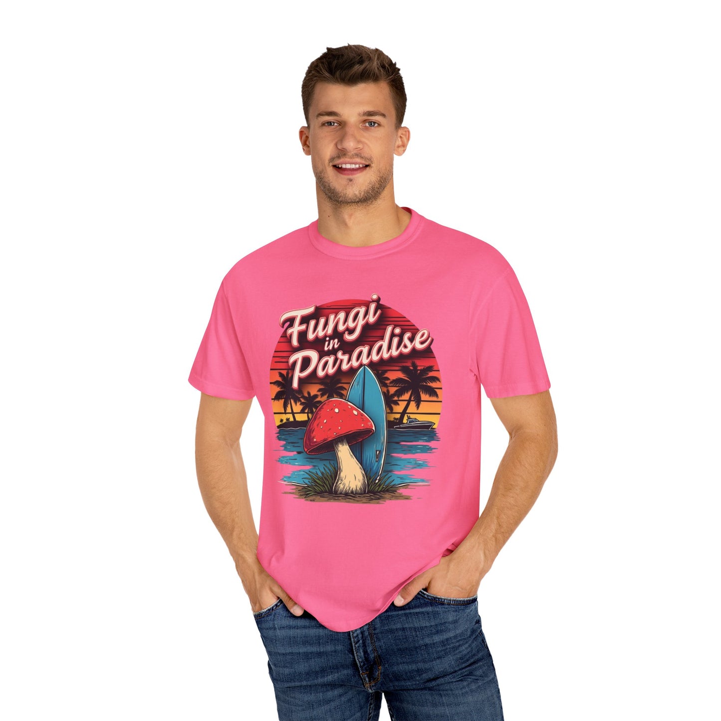 Fungi in Paradise Design, Relaxed Tee, Vintage Style Shirt, Gift for Nature Lovers, Eco-Friendly Apparel