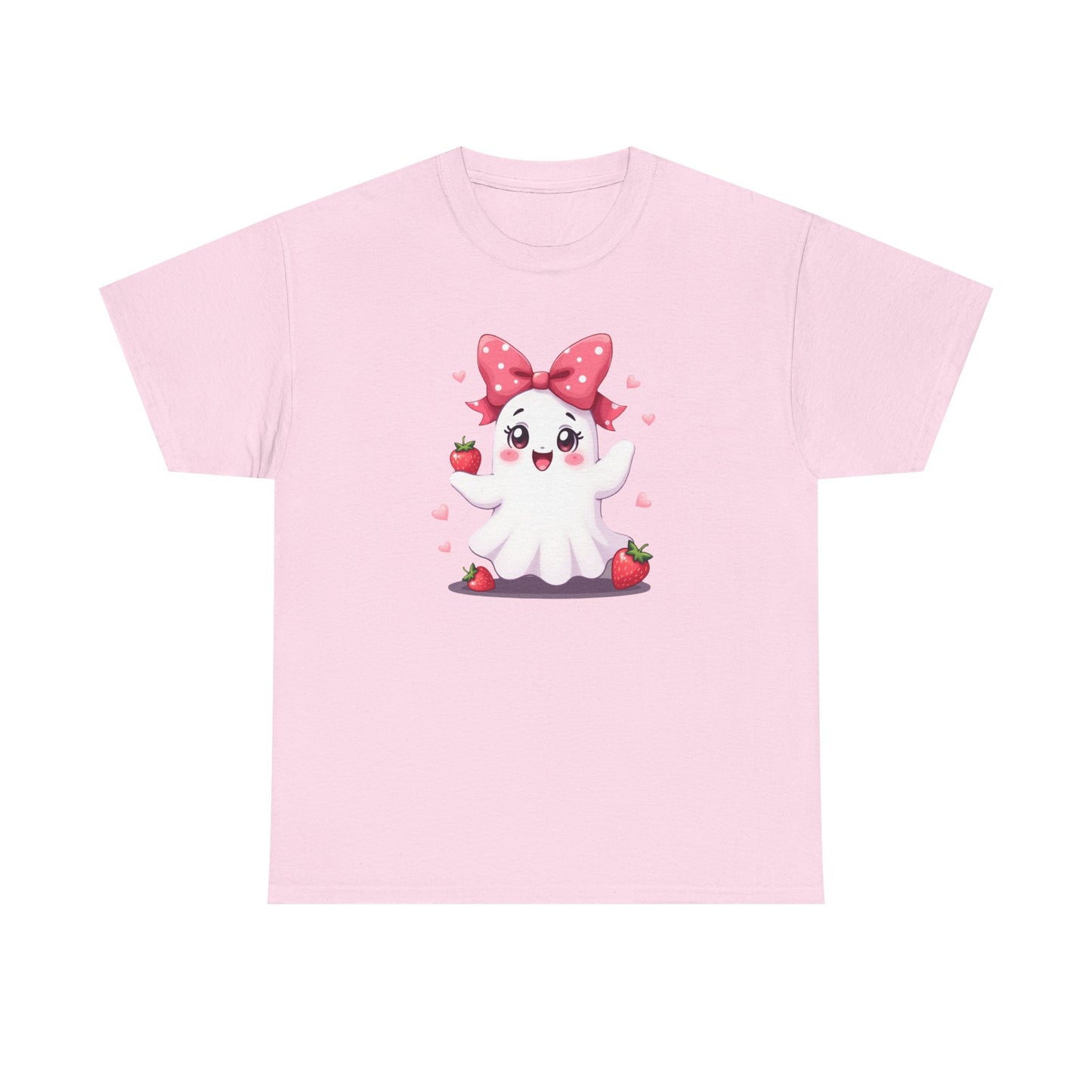 Cute Ghost Strawberry Unisex Tee, Perfect for Halloween, Gift, Casual Wear, Festival Shirt, Summer Vibes, Kawaii Apparel